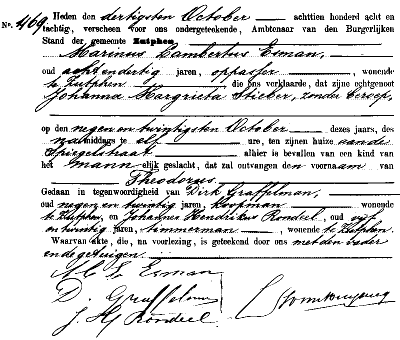 18881030 geb akte 469 Theodorus zv ML Esman - JM Stieber